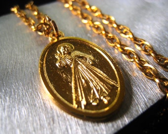 Collar con colgante de oro de la Divina Misericordia, joyería espiritual religiosa