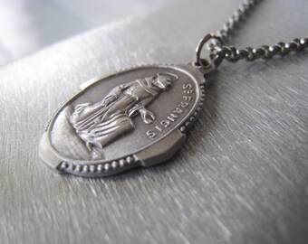 Saint Francis of Assisi  Pendant Necklace Inspirational Spiritual Jewelry Religious Pendant Item No. JE6891