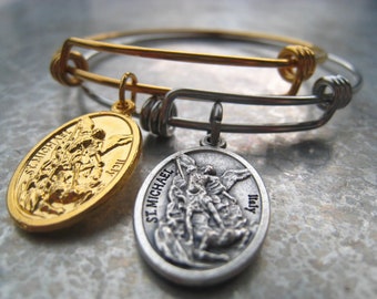 St Michael Guardian Angel Charm Bracelet 18K Stainless Adjustable Bangle Protection Evil Danger  JE2600