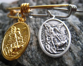 St Michael Guardian Angel Charm Bracelet 18K Stainless Adjustable Bangle Protection Evil Danger  JE2600