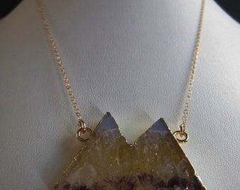Collar con colgante de citrino y picos de montaña - Oro de 14 quilates, joyería con piedras preciosas