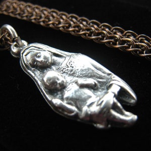 Mary and Jesus Pendant Necklace Mother and Child Jewelry Gift for Her  Silver JE0012