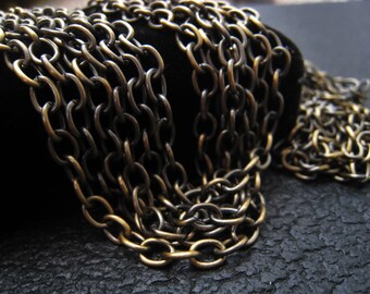 Oxidized Brass 6mm Oval Cable Chain Antique Gold Brass Chain Lot Item No. FI1161