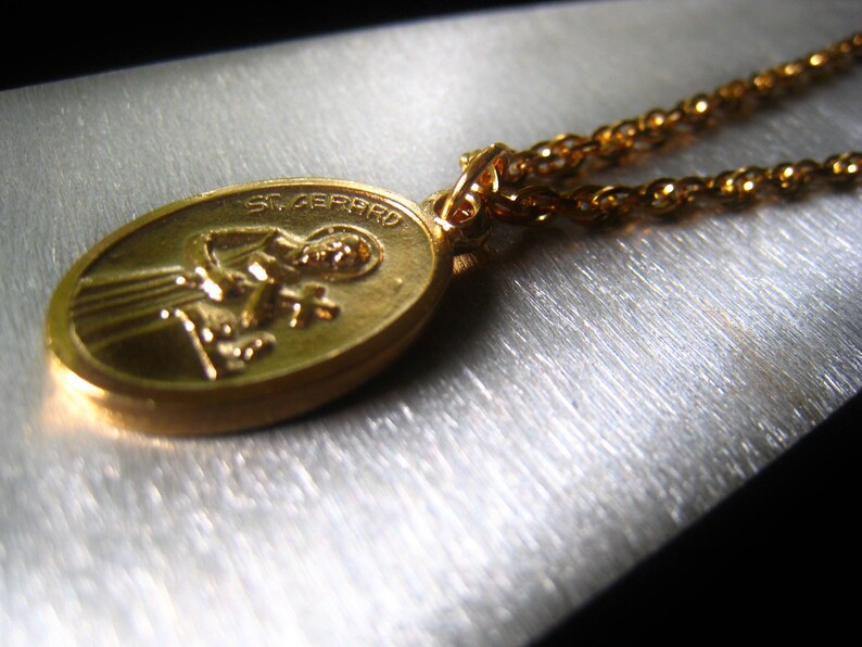 St Gerard Gold Pendant Necklace Spiritual Religious Etsy