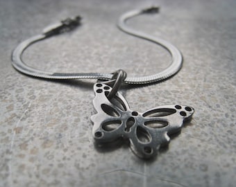 Silver Butterfly Charm Bracelet Stainless Steel Snake Chain Bracelet Inspirational Love Jewelry JE2707