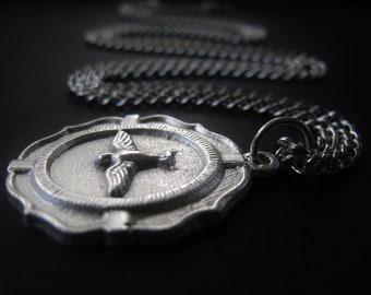 Holy Spirit Dove Pendant Necklace, Sterling Alloy Medal