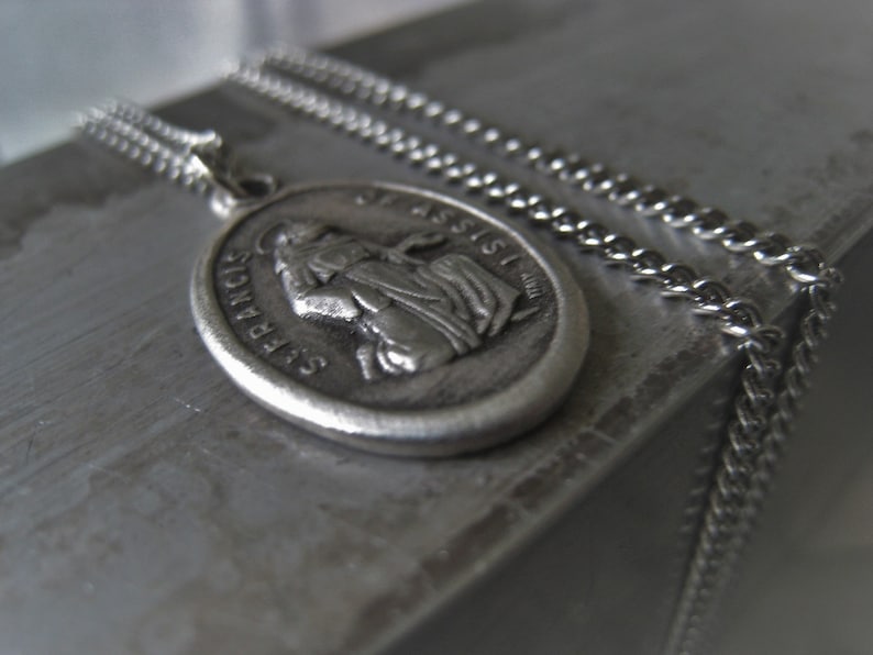 Saint Francis of Assisi Pendant Necklace, Sterling Silver Alloy, Italy ...