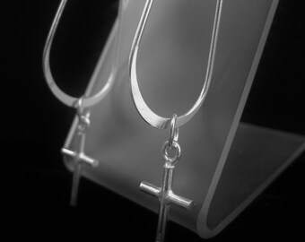 Sterling Silver Cross Dangle Earrings, Spiritual Jewelry