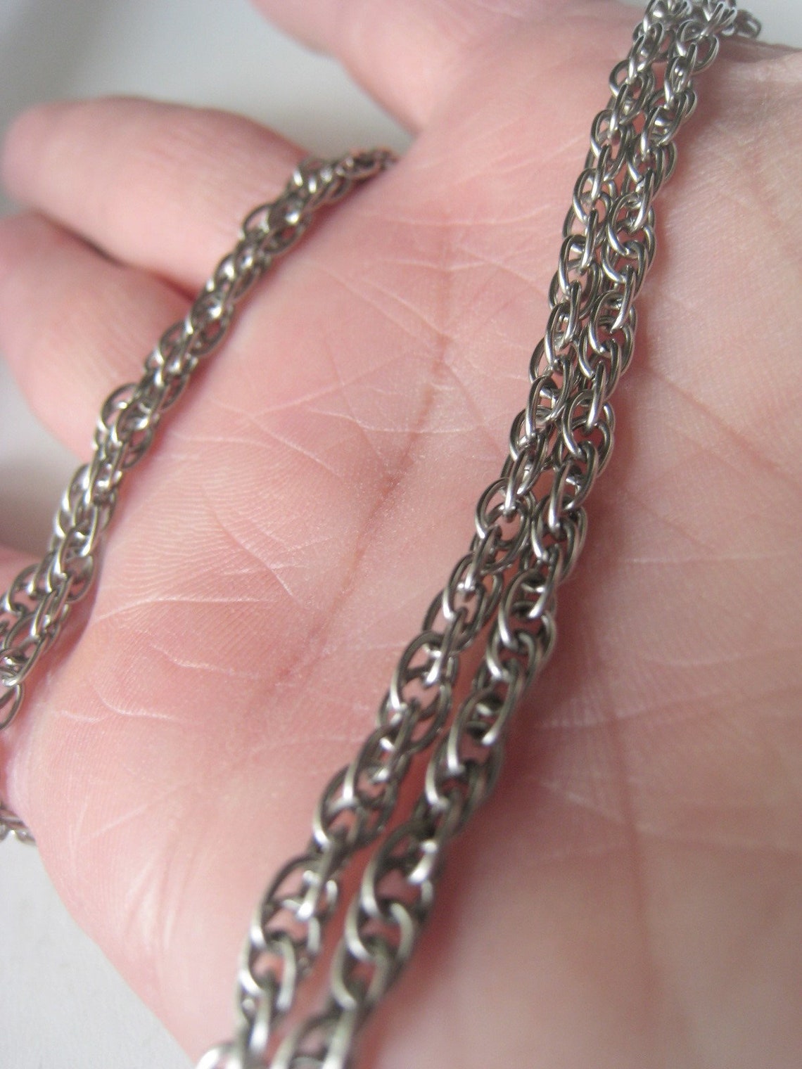 Stainless Steel Chain Necklace Double Rope Chain Unisex Silver Etsy