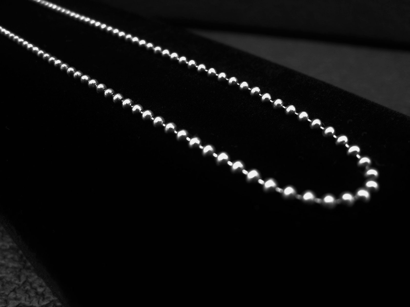 Sterling Silver Ball Chain Necklace Oxidized Sterling Silver
