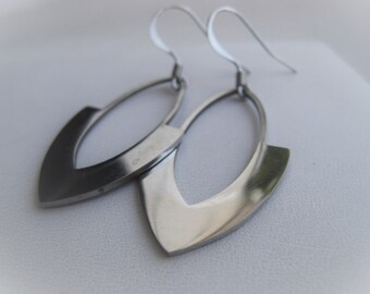 Silver Stainless Steel Marquise Earrings  Geometric Earring JE2305