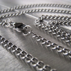 Stainless Steel Curb Chain Unisex Mens Womens Childrens 3mm Chain Necklace Item No. JE5059