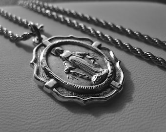 Holy Spirit Dove Pendant Necklace, Italian Medal, Religious Gift