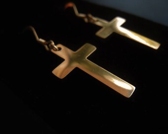 18K Gold Stainless Steel Cross Earrings Spiritual Jewelry Inspirational Item No. JE2281
