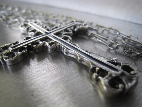 Macy's Sterling Silver Necklace, Ornate Edge Cross Pendant - Macy's