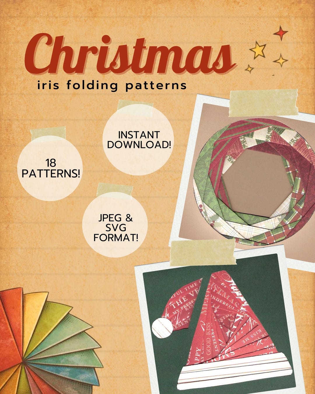 Christmas Iris Folding Patterns, 18 Printable Designs (digital Download ...