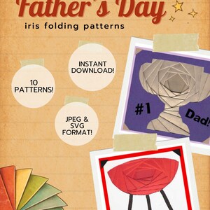 Father's Day / Masculine Iris Folding Patterns, 10 Printable Designs (Digital Download) JPG/SVG