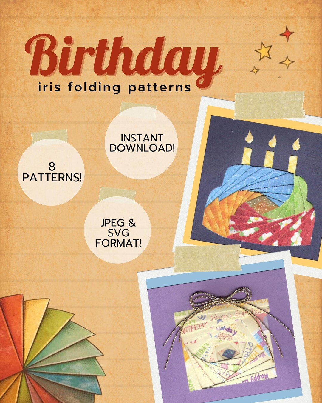 Birthday Iris Folding Patterns, 8 Printable Designs (digital Download ...