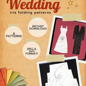 Wedding Iris Folding Patterns, 10 Printable Designs (Digital Download) JPG/SVG