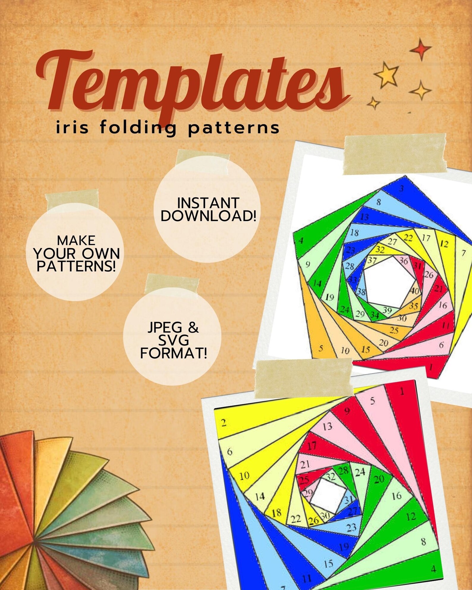 Iris Folding Templates and Basic Shapes, DIY 10 Printable Designs ...