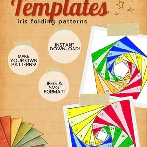 Modèles de pliage Iris et formes de base, 10 modèles imprimables DIY (téléchargement numérique) JPG/SVG, sens horaire et antihoraire