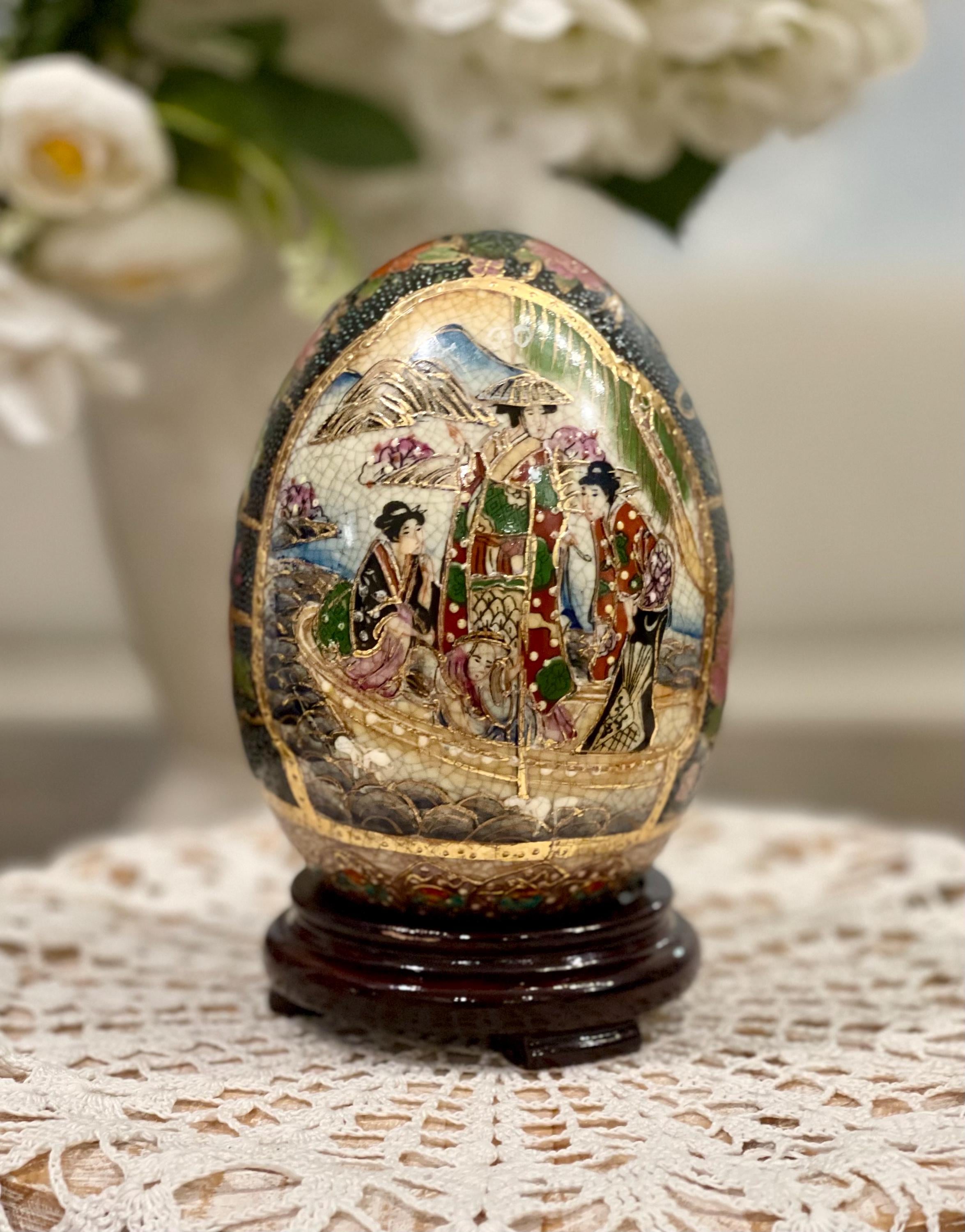 ヴィンテージ　卵形　中国漆器　縁起物　置物　正月　インテリア Vintage Chinese Egg Porcelain - Etsy