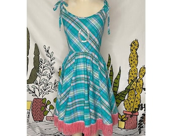 Emmylou Dress in Turquoise Plaid