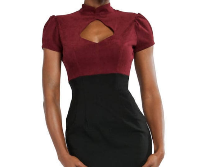 Winnie Dress in Burgundy and Black