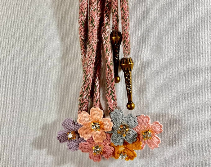 Rhinestoned Multi Floral Western Bolo Tie