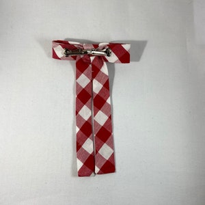 Red and White Gingham Cotton Western Clip-On Colonel Tie image 3