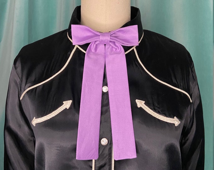 Lilac Purple Cotton Western Clip-On Colonel Tie