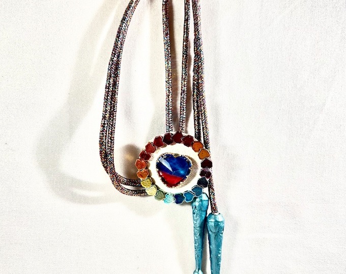 Hearts of Rainbow Love Western Bolo Tie