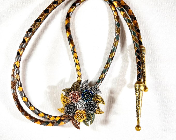 Filigree & Leaf Motif Western Bolo Tie