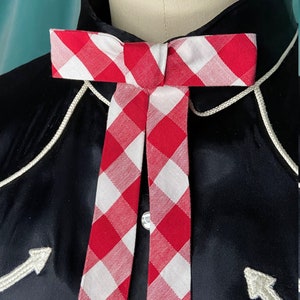 Red and White Gingham Cotton Western Clip-On Colonel Tie image 2