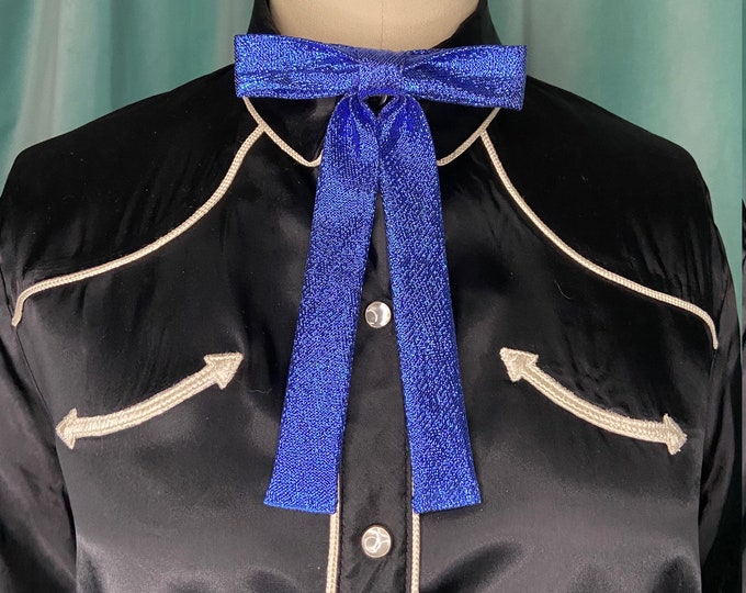 Metallic Royal Blue Lamé Western Clip-On Colonel Tie
