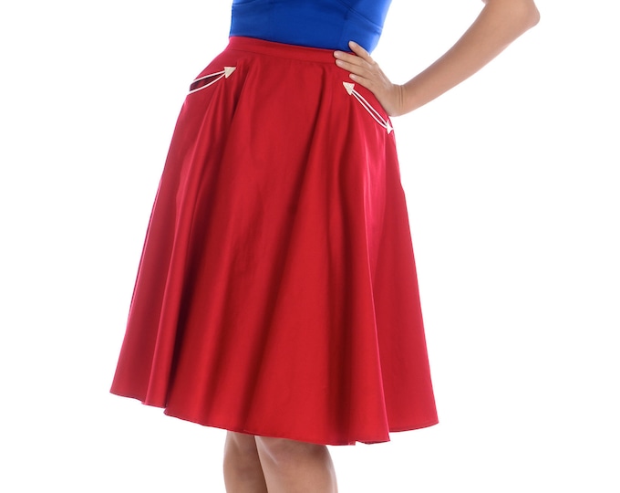 Petunia Western Circle Skirt in Red