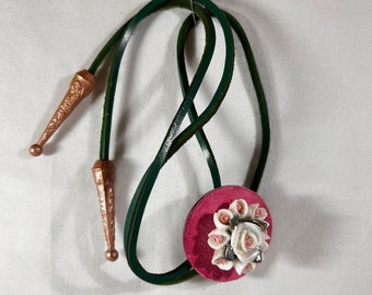 Pink Floral Western Bolo Tie