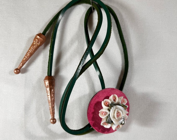 Pink Floral Western Bolo Tie