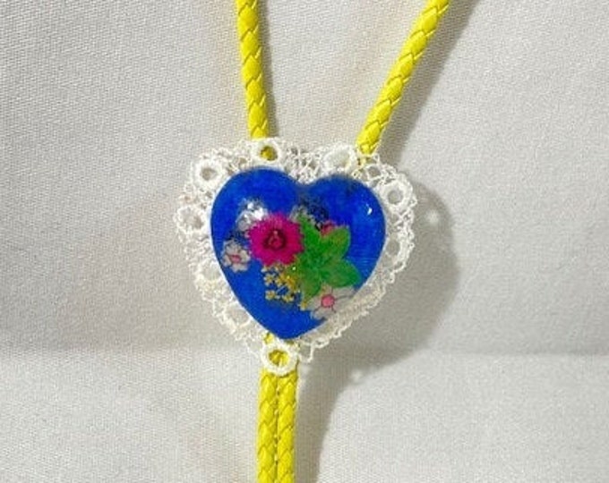 Floral and Heart Doily Western Bolo Tie