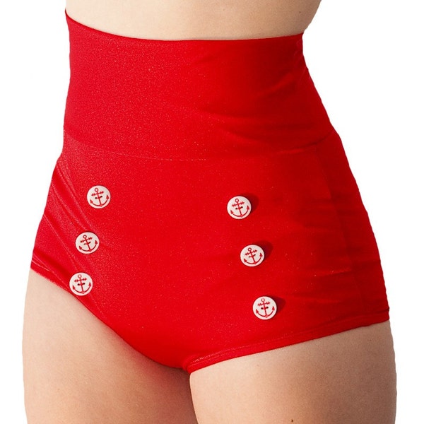 Skipper Super High Waisted Red Sailor Bikini Bottom XS ONLY