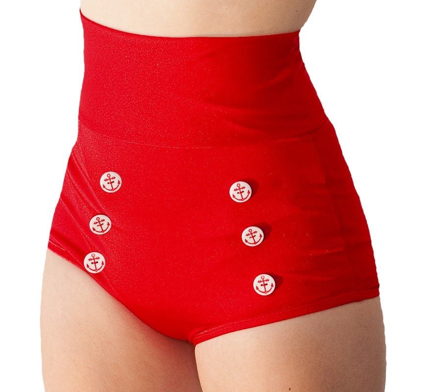 Skipper Super High Waisted Red Sailor Bikini Bottom XS ONLY