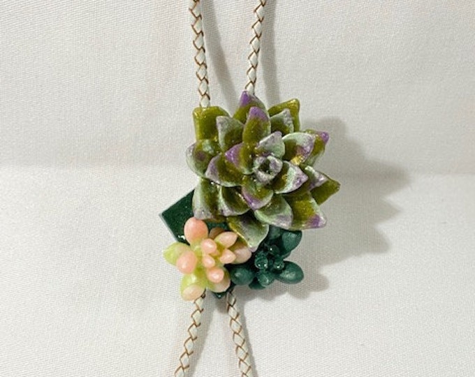 Multi Succulent Western Bolo Tie