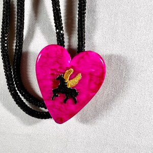 Fuschia Stone Heart & Pegasus Western Bolo Tie image 3