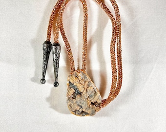 Clear Quartz Geode Western Bolo Tie