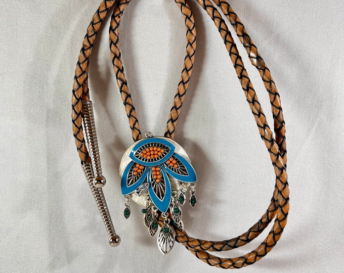 Turquoise Decorative Beaded Western Bolo Tie