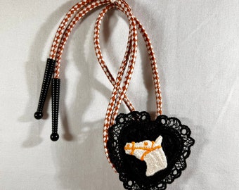 Horse in a Black Heart Western Bolo Tie