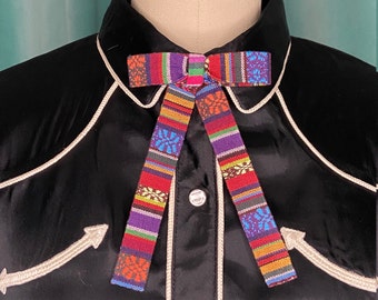Multicolored Woven Sarape Blanket Western Clip-On Colonel Tie