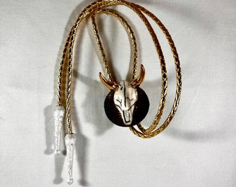 Gold Steer Head Western Bolo Tie