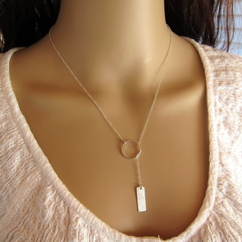 Birthstone Lariat customized adjustable Sterling Silver Lariat