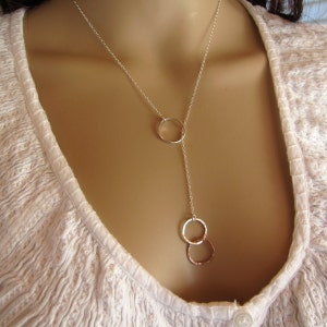 City Chic Two Tone Mixture Sterling Silver and Copper Gold Love Circle Lariat Necklace, Sexy, Customized, Designs By Yan made in USA image 3